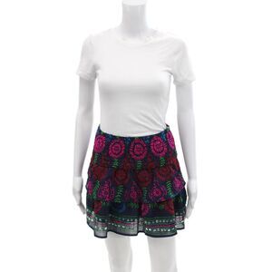 Anouk Grewal Womens Embroidered Mini Skirt Navy Blue Size Medium